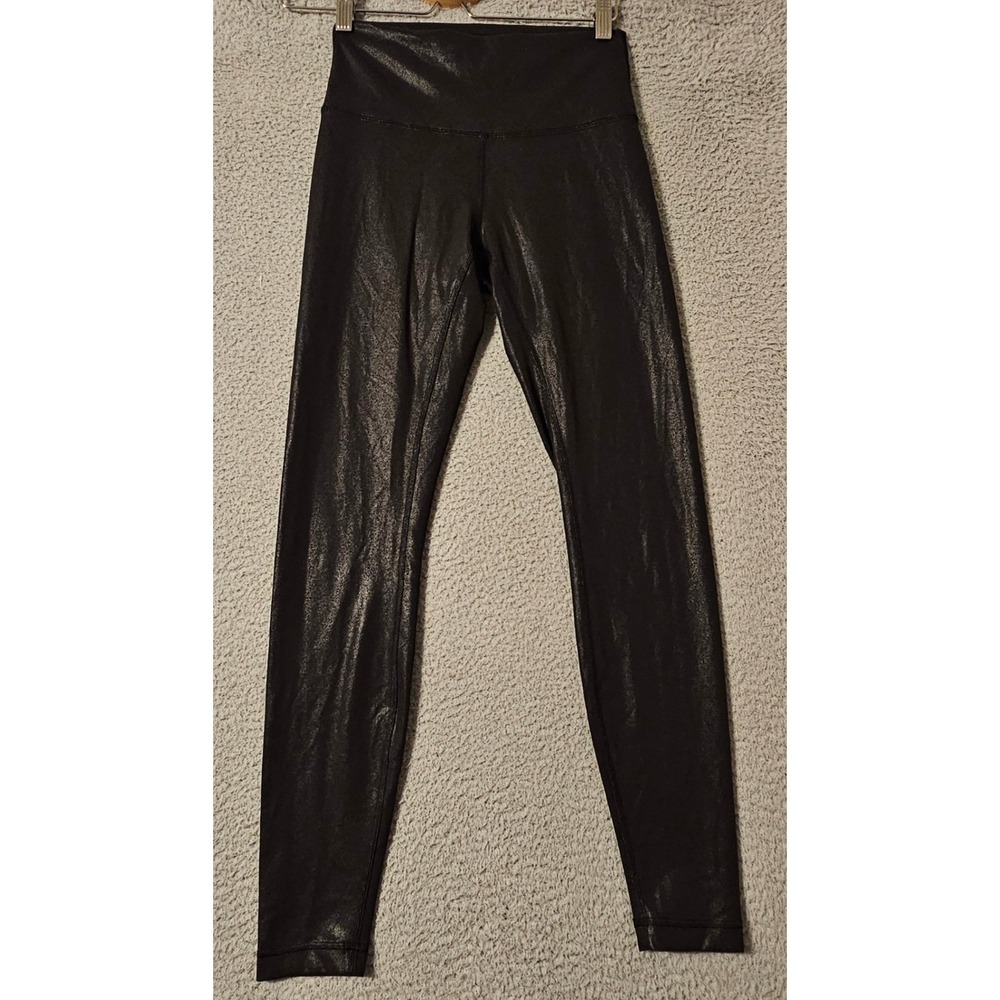 Lululemon Wunder Under High Rise Tight 28" Shine Black Leggings LW5DPYS Size 6